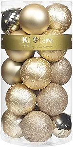 KI Store Champagne Christmas Balls 20pcs 3.15-Inch Christmas Tree Decoration Ornaments for Xmas T... | Amazon (US)