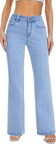 FLYING BANANA Women's High Waisted Wide Leg Baggy Stretch Denim Jeans | Amazon (US)