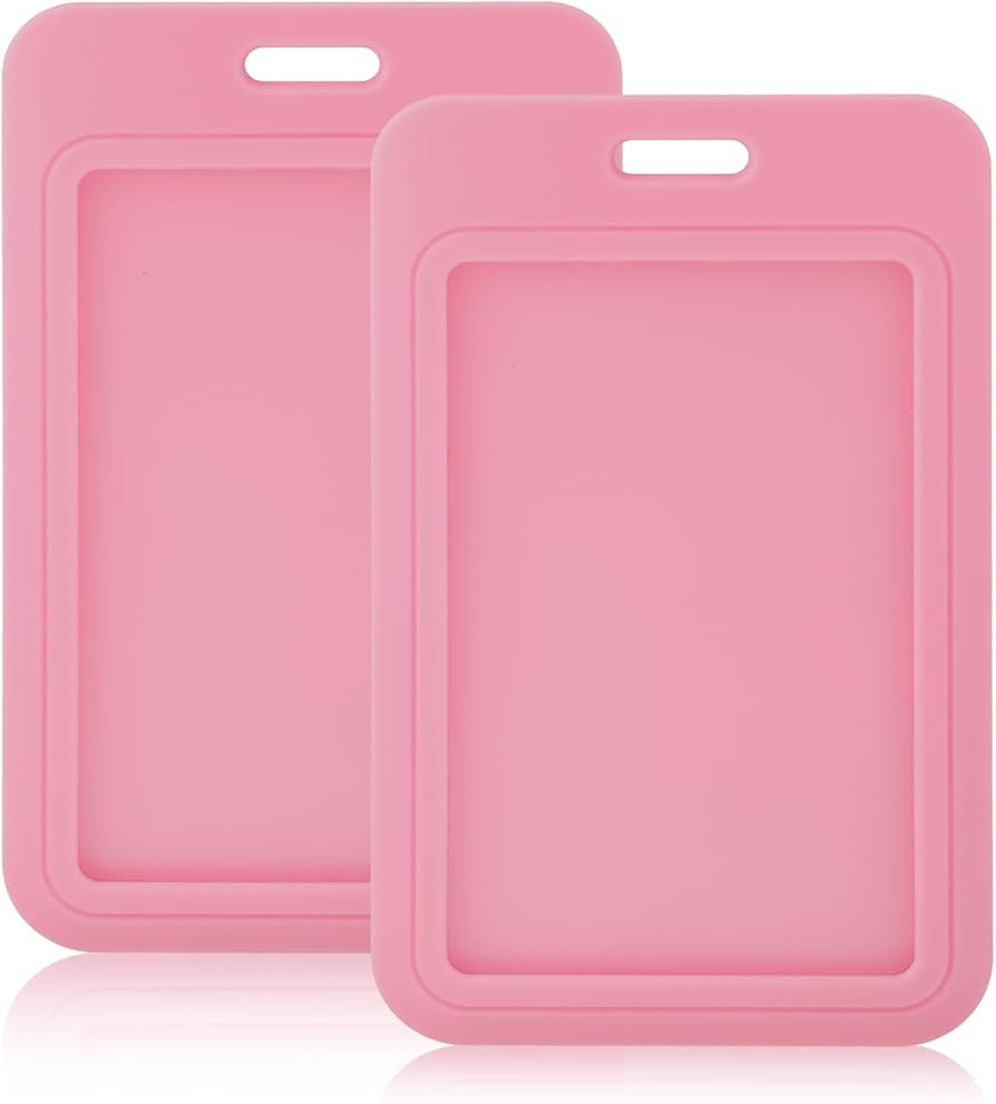 2 Pack Pink ID Badge Holder Photocard Holder Sliding Vertical ID Card Holder Heavy Duty Hard Plas... | Amazon (US)