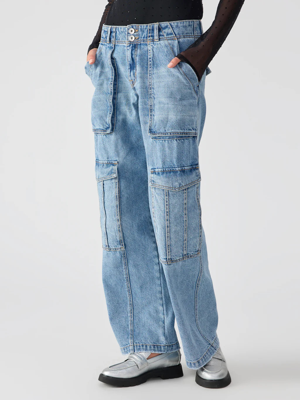 Level Up Standard Rise Denim Cargo Pant Digital Blue | Sanctuary Clothing