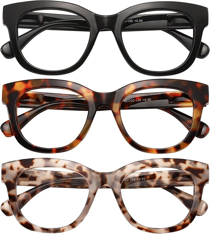 Reading Glasses for Women Men Square Oval Readers with Spring Hinge Anti UV Glare | Amazon (US)