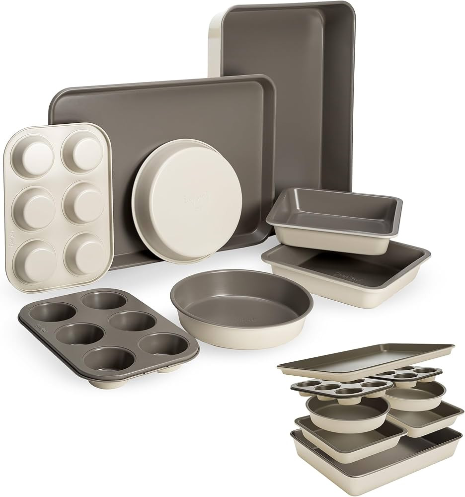 Goodful All-In-One Nonstick Bakeware Set, Stackable and Space Saving Design includes Round and Sq... | Amazon (US)