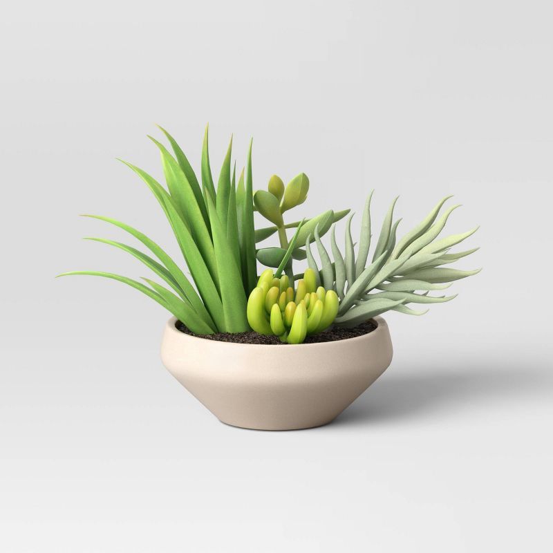 5" Artificial Mixed Succulent in Ceramic Pot Green - Threshold™ | Target