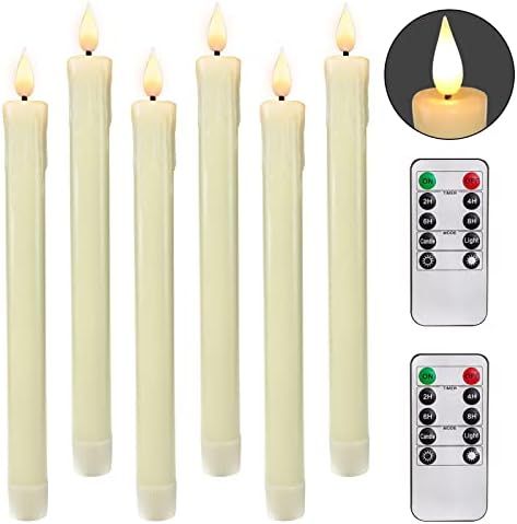 Homemory LED Flameless Taper Candles with Timer, 9.5 Inches Ivory Flameless Candlesticks, Driples... | Amazon (US)