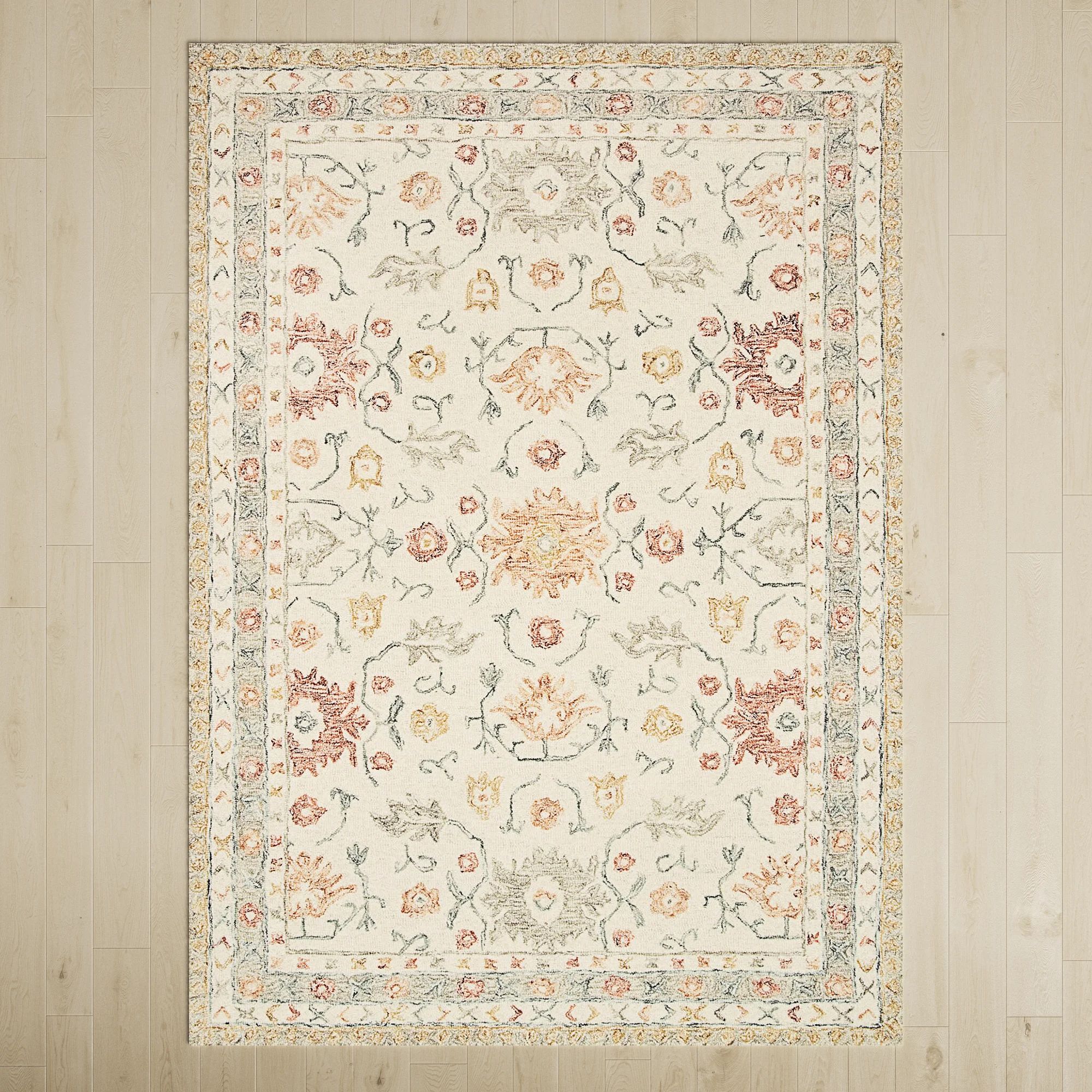 Aden Handmade Hand Hooked Wool Ivory/Rust Rug | Wayfair North America