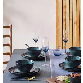 Buy Habitat 12 Piece Reactive Stoneware Dinner Set - Navy | Dinner sets | Habitat | Habitat UK