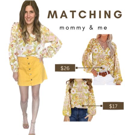 Mommy and me matching outfits! 
Yellow floral blouse.  

#LTKSeasonal #LTKfamily #LTKfindsunder50