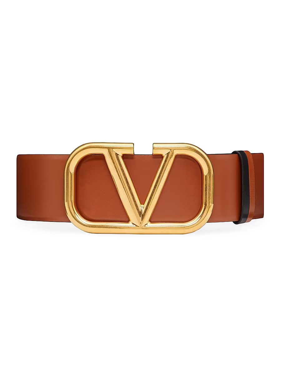 Women's Reversible Vlogo Signature Belt - Saddle Brown Black - Size XS | Saks Fifth Avenue