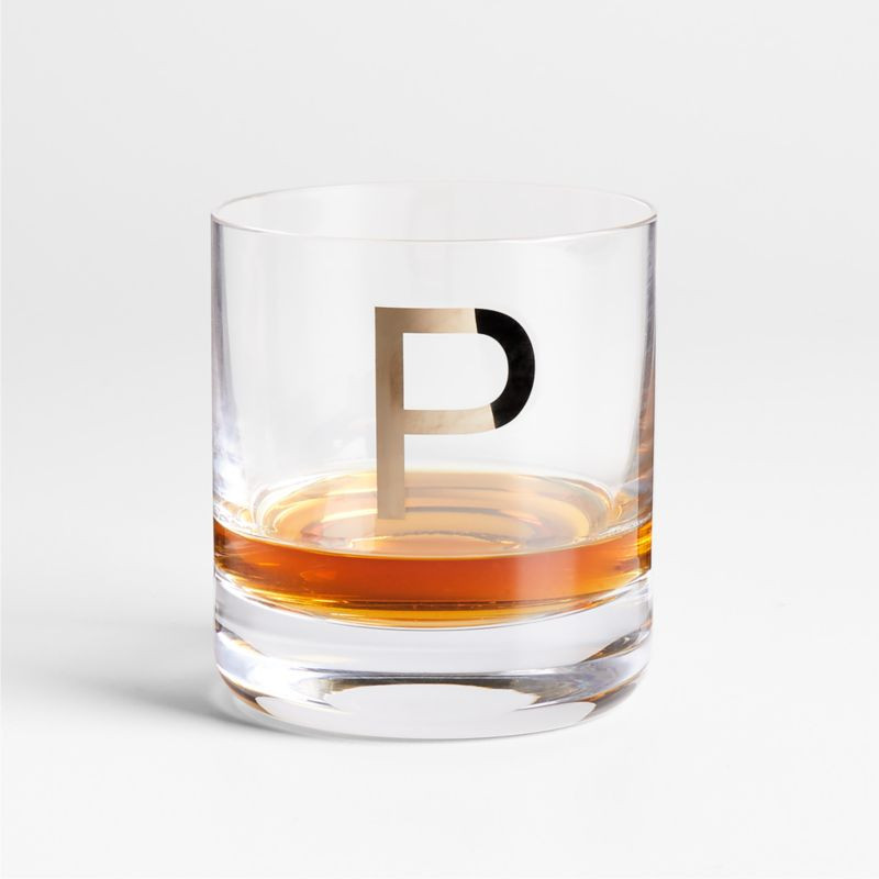 "P" Monogrammed Double Old-Fashioned Glass + Reviews | Crate & Barrel | Crate & Barrel