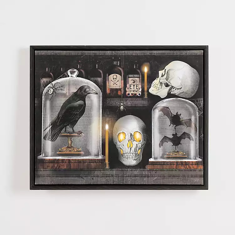 New! LED Spooky Bookshelf Halloween Canvas Art Print | Kirkland's Home