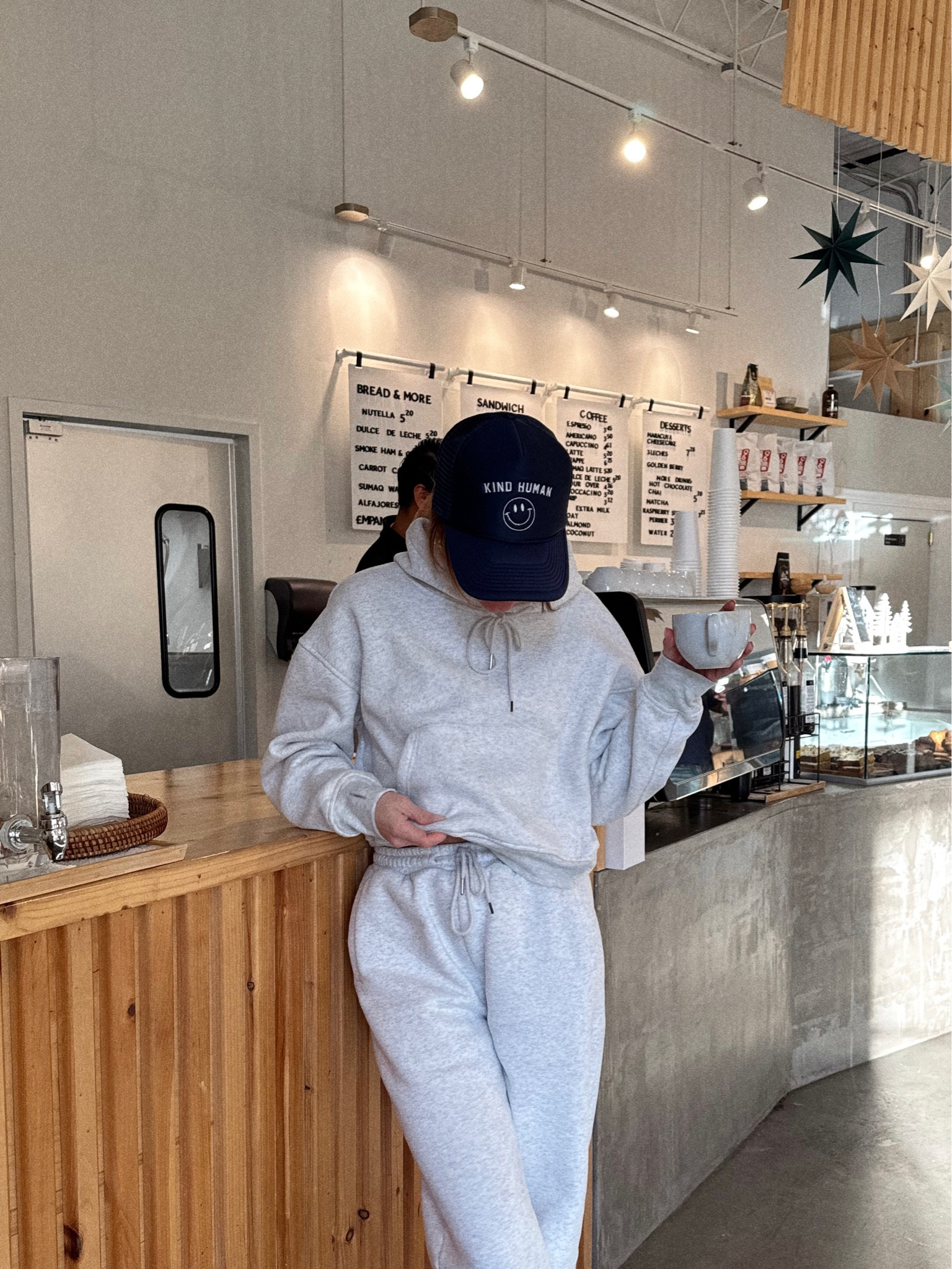 cozy coffee shop ootd 🧢✨

size small in sweat set 
hat is girl tribe, bought in store! linked some of their hats from their online store 

#LTKstyletip