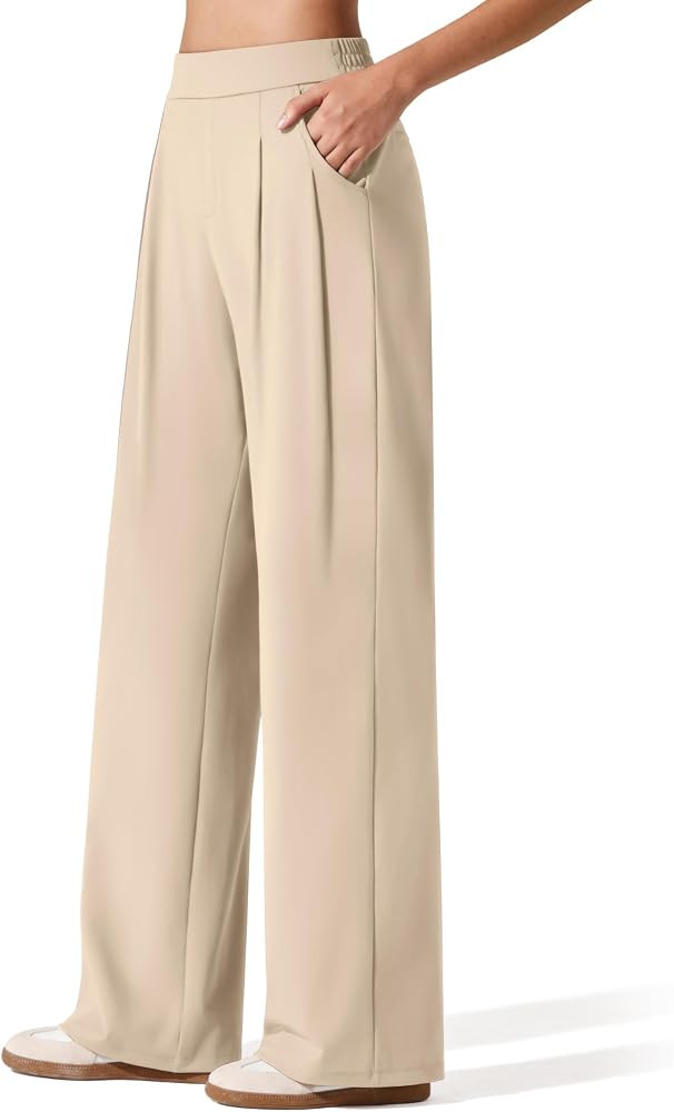 G4Free ShiftReady Women's Wide Leg Yoga Dress Pants High Waist with Pockets | Amazon (US)