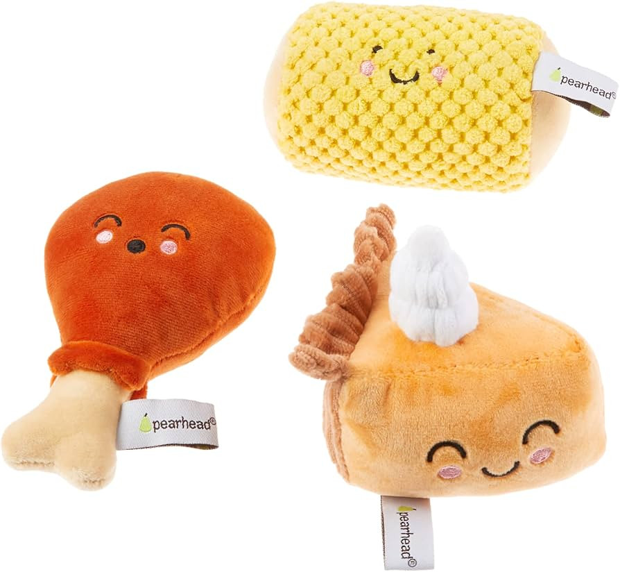 Pearhead Thanksgiving Dinner Dog Toys, Set of 3, Plush Dog Toys, Squeaky Dog Toy, Fall Pet Toys | Amazon (US)