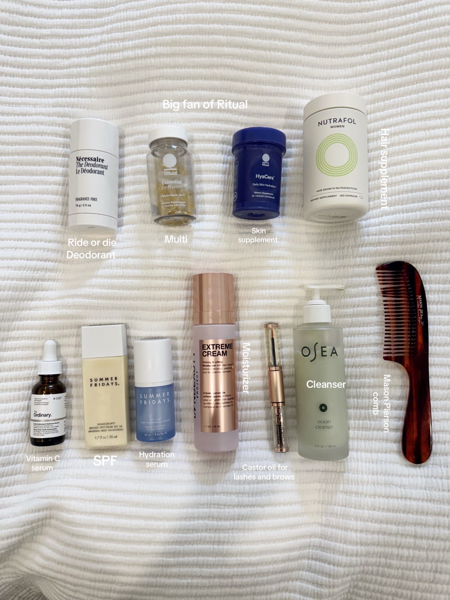 My current favorite skincare and supplements! 
