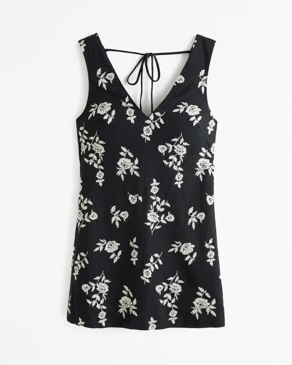 Embroidered Linen-Blend Mini Dress | Abercrombie & Fitch (US)