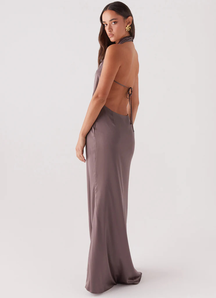 Wynn Satin Maxi Dress - Chocolate | Peppermayo (Global)