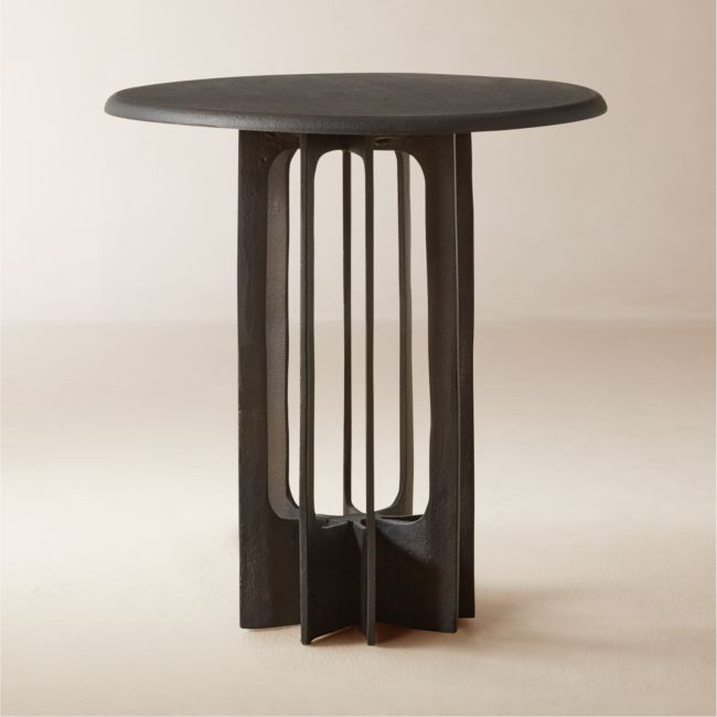 Titus Round Blackened Cast Aluminum Side Table | CB2