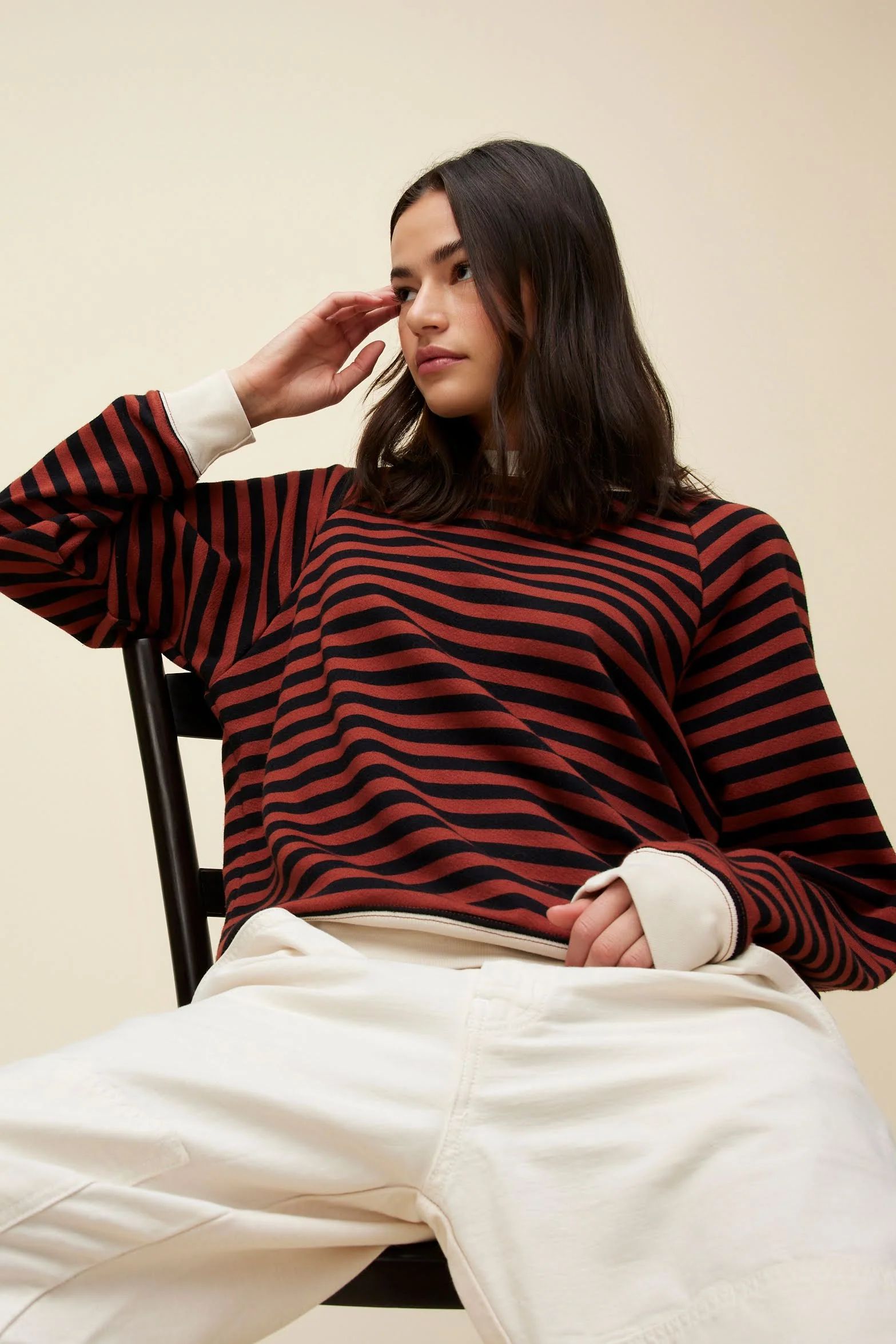 Stripe Vintage Sweatshirt in Mahogany | Daydreamer