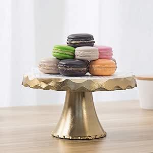 MyGift 8-inch Round Gold Tone Aluminum Pedestal Cake Stand with White Top, Dessert Riser Cupcake ... | Amazon (US)