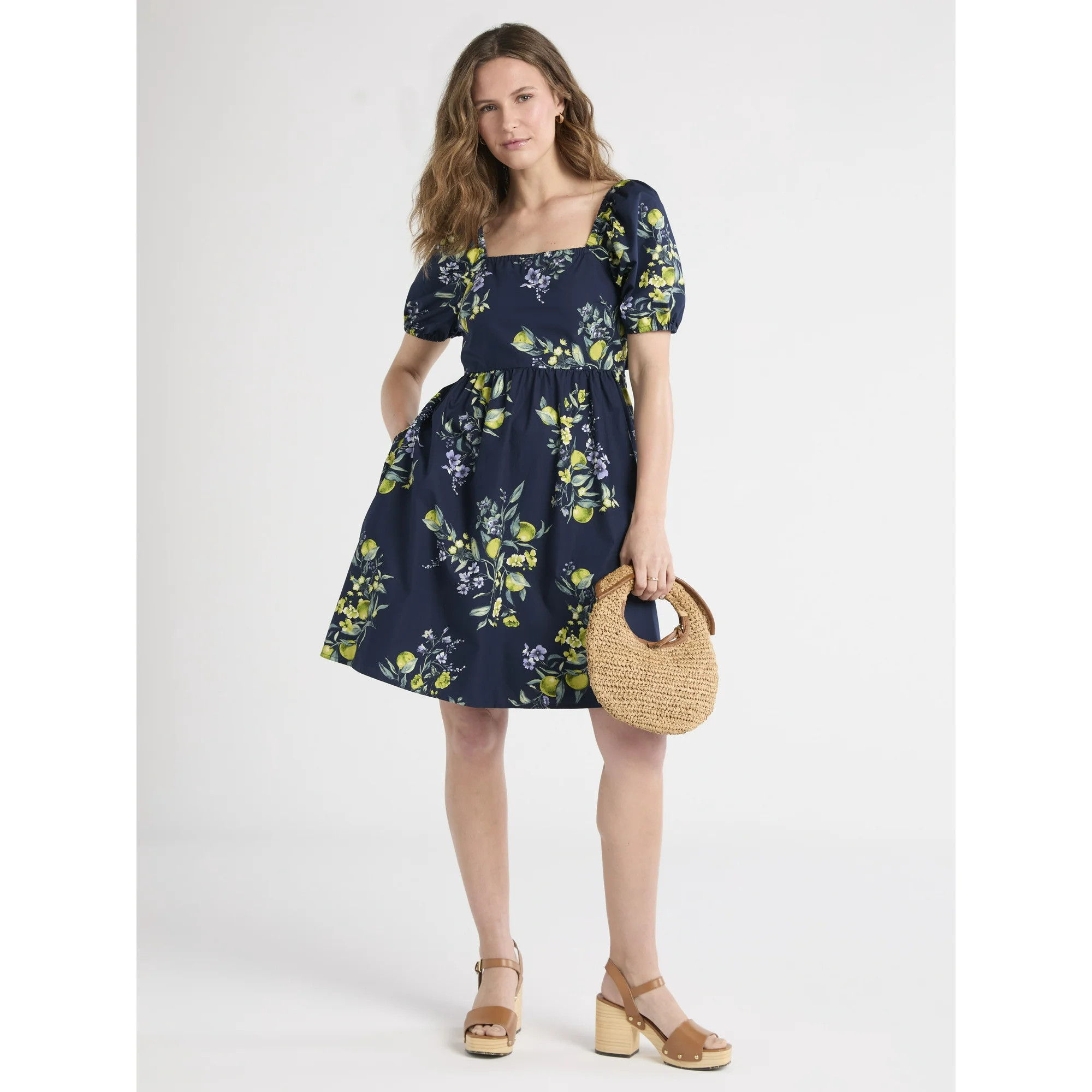 Time and Tru Women's Puff Sleeve Mini Dress, Sizes XS-XXXL | Walmart (US)