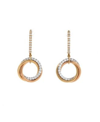 Trinity Hoop Dangle Earrings 18K Tricolor Gold with Diamonds | Bloomingdale's (AU)