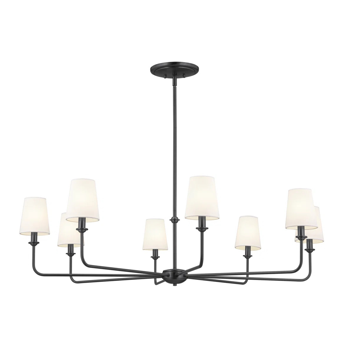 Classic 8 Light Chandelier with White Linen Shades | Wayfair North America
