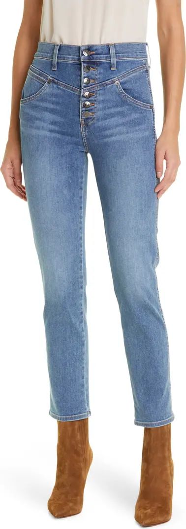 Ryleigh Exposed Button High Waist Slim Straight Leg Jeans | Nordstrom