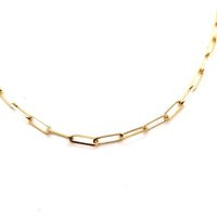 10K Yellow Gold Paper Clip Chain Necklace | Etsy (US)