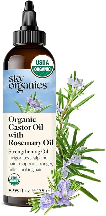 Sky Organics USDA Organic Castor Oil with Rosemary Oil, Strengthening Oil, Pure Potent Blend, Hex... | Amazon (US)