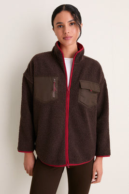 Brown and Red Fleece Lawrence Full Length Zip Up | Tuckernuck (US)