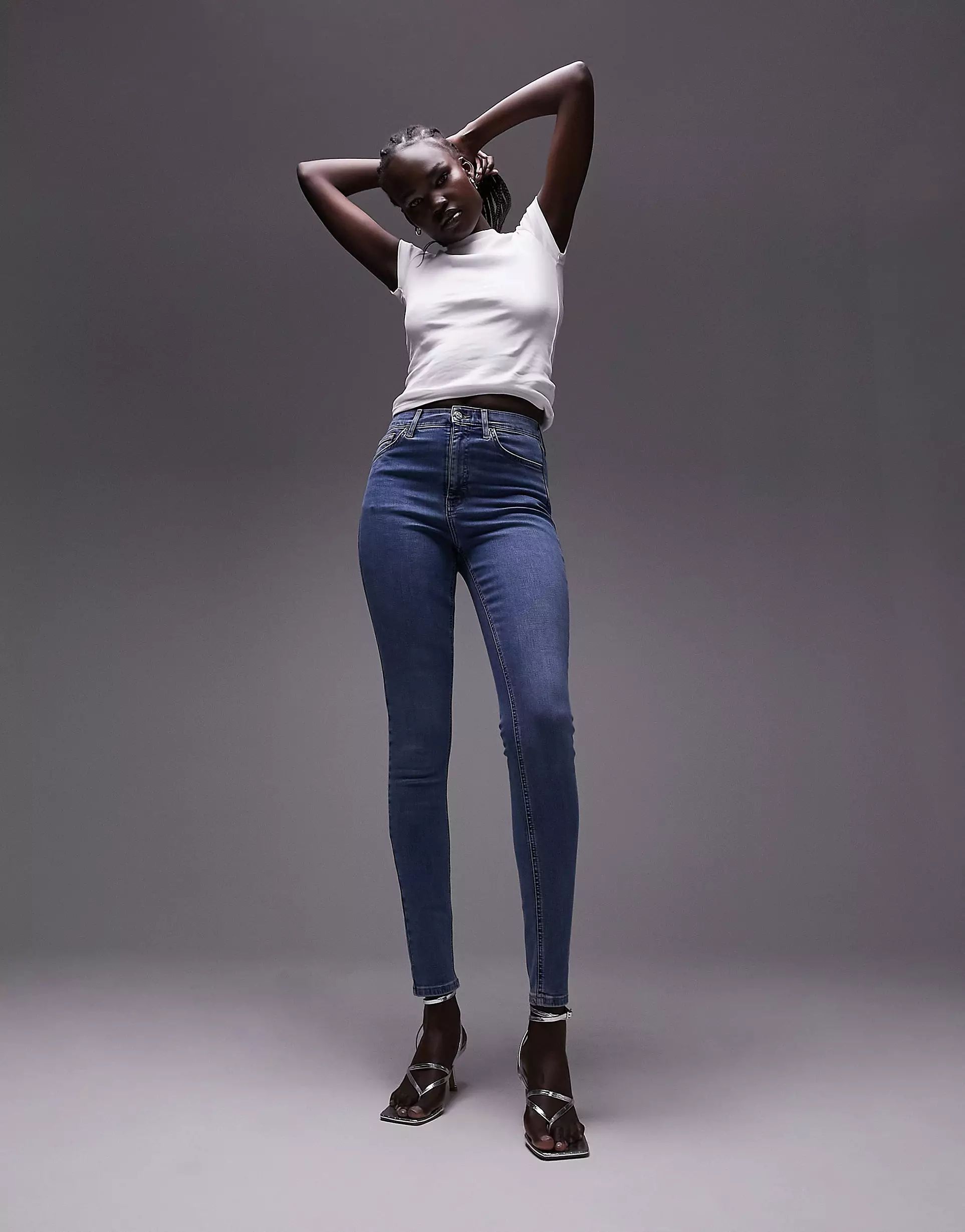 Topshop Tall Jamie jeans in mid blue | ASOS (Global)