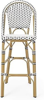 Christopher Knight Home 314447 Kinner Outdoor Barstool, Black + White + Bamboo Print Finish | Amazon (US)