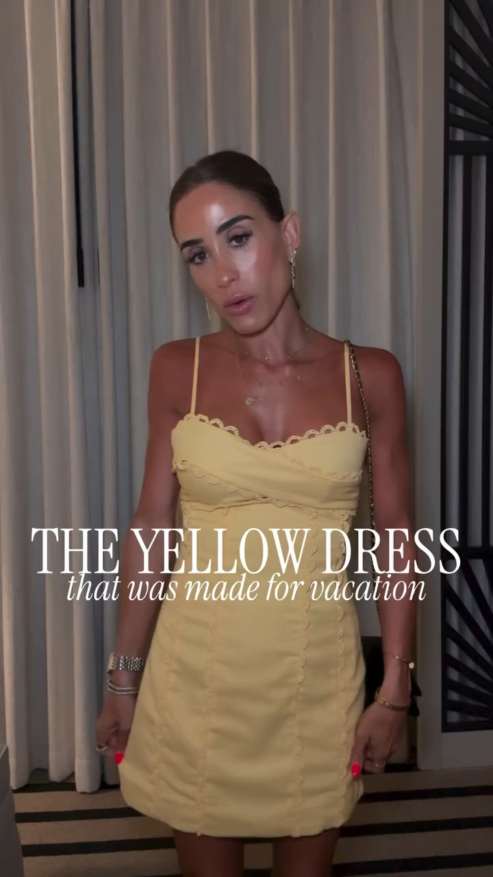 Wore the cutest dress you need to grab for your next vacation or summer night out! The scallop edge is SO adorable and it’s not too long for petites. Also comes in other colors, but I personally love the yellow. The back is adjustable, as well as the straps.
Wearing with these beautiful earrings that look very expensive but aren’t, and my go to clear heels 👏🏼

I’m 5’1 for reference and wearing size 2

yellow vacation dress, vacation outfit, resort wear, beach dress, tropical vacation outfit, summer dress, vacation fashion, travel outfit, beach vacation style, resort vacation look, petite vacation outfit, summer travel wardrobe

#VacationDress #YellowDress #ResortWear #VacationOutfit #BeachVacation

#LTKPetite #LTKSeasonal #LTKTravel