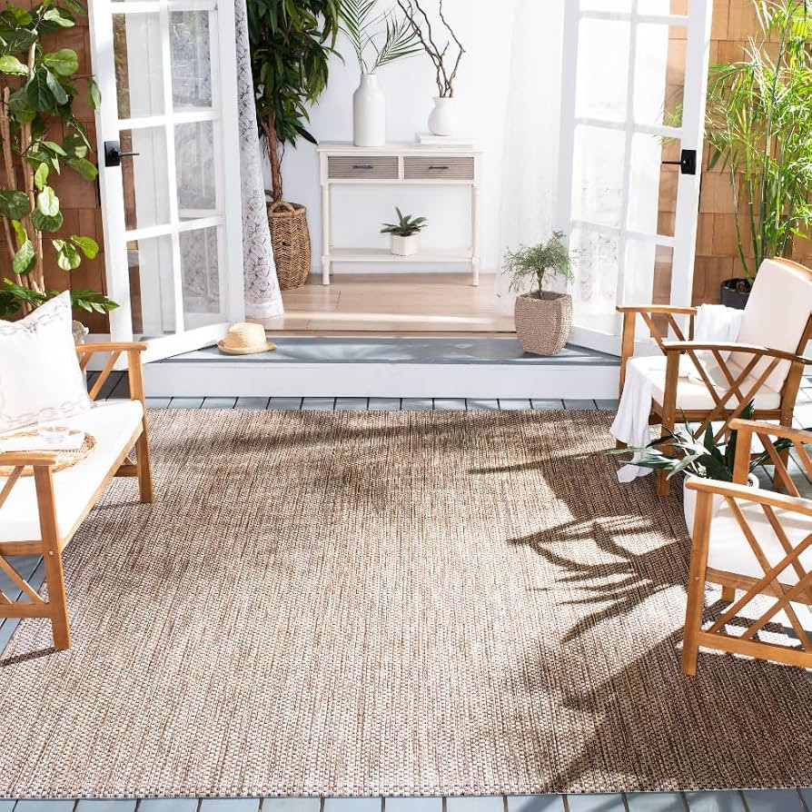 SAFAVIEH Courtyard Collection Area Rug - 9' x 12', Natural & Black, Non-Shedding & Easy Care, Ind... | Amazon (US)