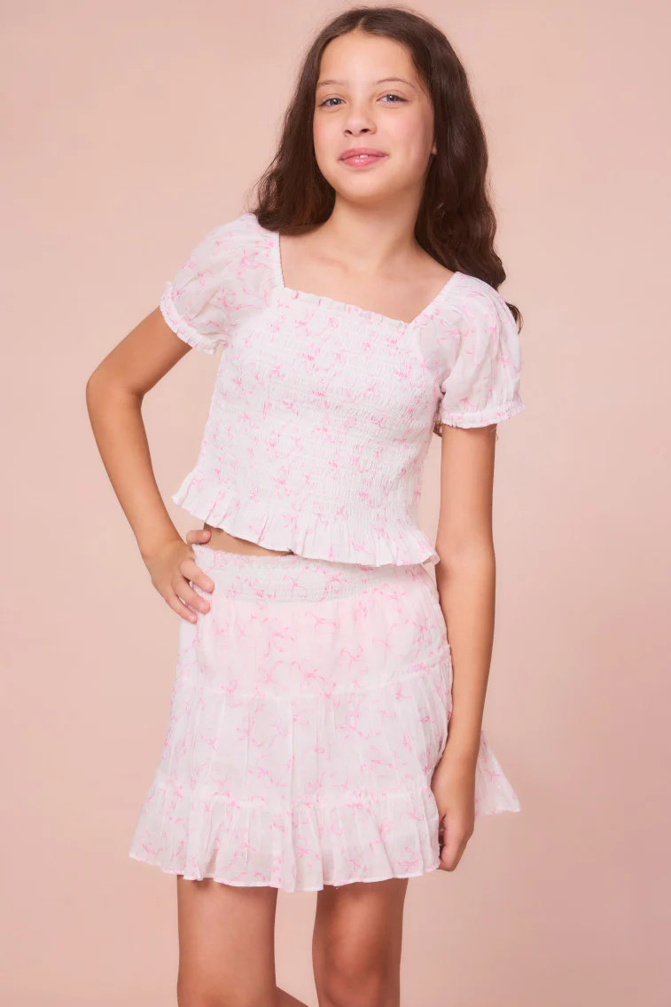 Girls Fabielle Bow Print Top | LoveShackFancy