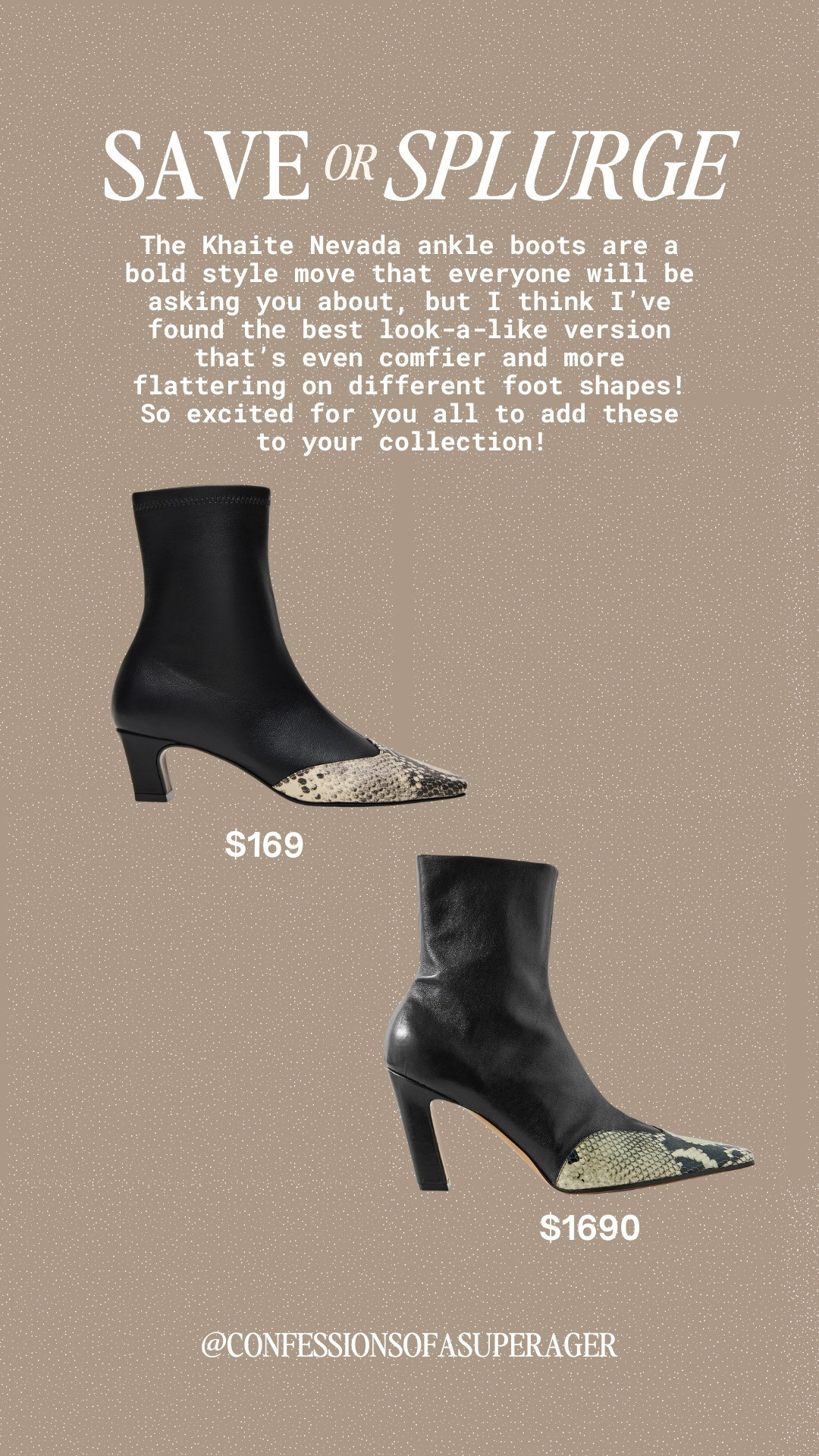 Love the look of the Khaite Nevada leather ankle boots but prefer a smarter price point? This save version captures the same clean lines and snakeskin detail toe —without the four-figure spend. It’s an easy way to get that modern, elevated boot look while staying practical and budget-conscious. Perfect for styling with jeans or dresses. Both options are linked here! 

 

#LTKGiftGuide #LTKootd #LTKSaleAlert