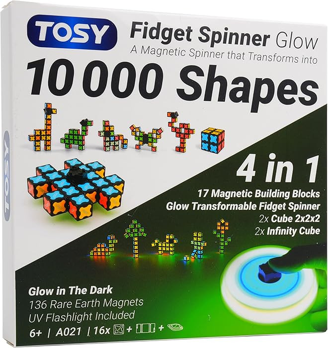 Amazon.com: TOSY Magnet Fidget Spinner Glow - 16 Blocks, 3in1 Toy: Transformable Fidget Spinner, ... | Amazon (US)