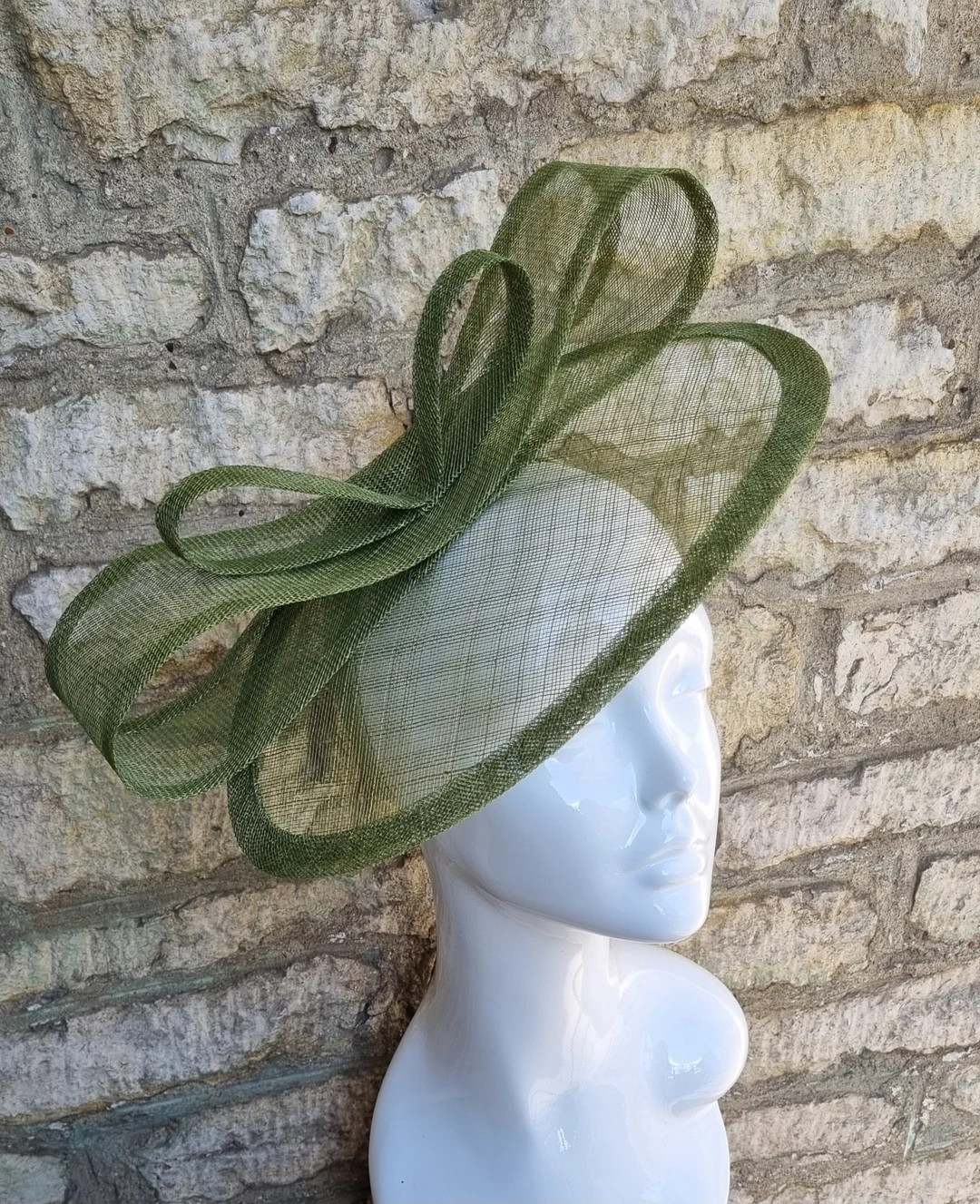 Olive Green Wedding Hat Fascinator Hat on Headband Olive/dark Sage Green Sinamay Straw Wedding Fa... | Etsy (US)