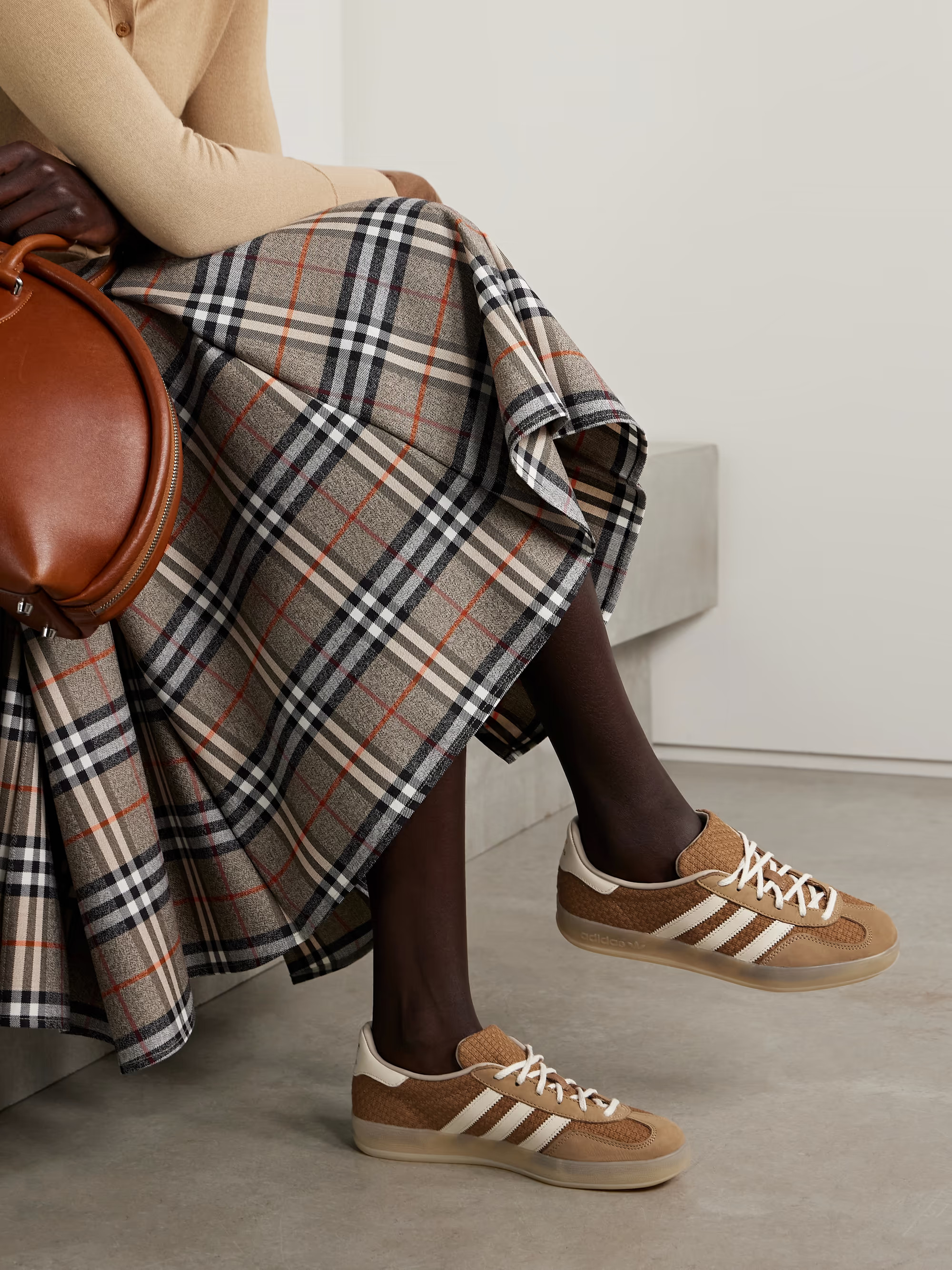 Gazelle Indoor nubuck and leather-trimmed jacquard sneakers | NET-A-PORTER (UK & EU)