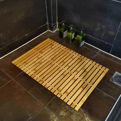 Bamboo Bath Mat With 19.7Inch X 27.6 Inch,Natural Bamboo Bathroom Rug,Foldable Floor Shower Bathtub Mat For Bathroom,Bathtub,Shower,Sauna,Hot Tub | Wayfair North America