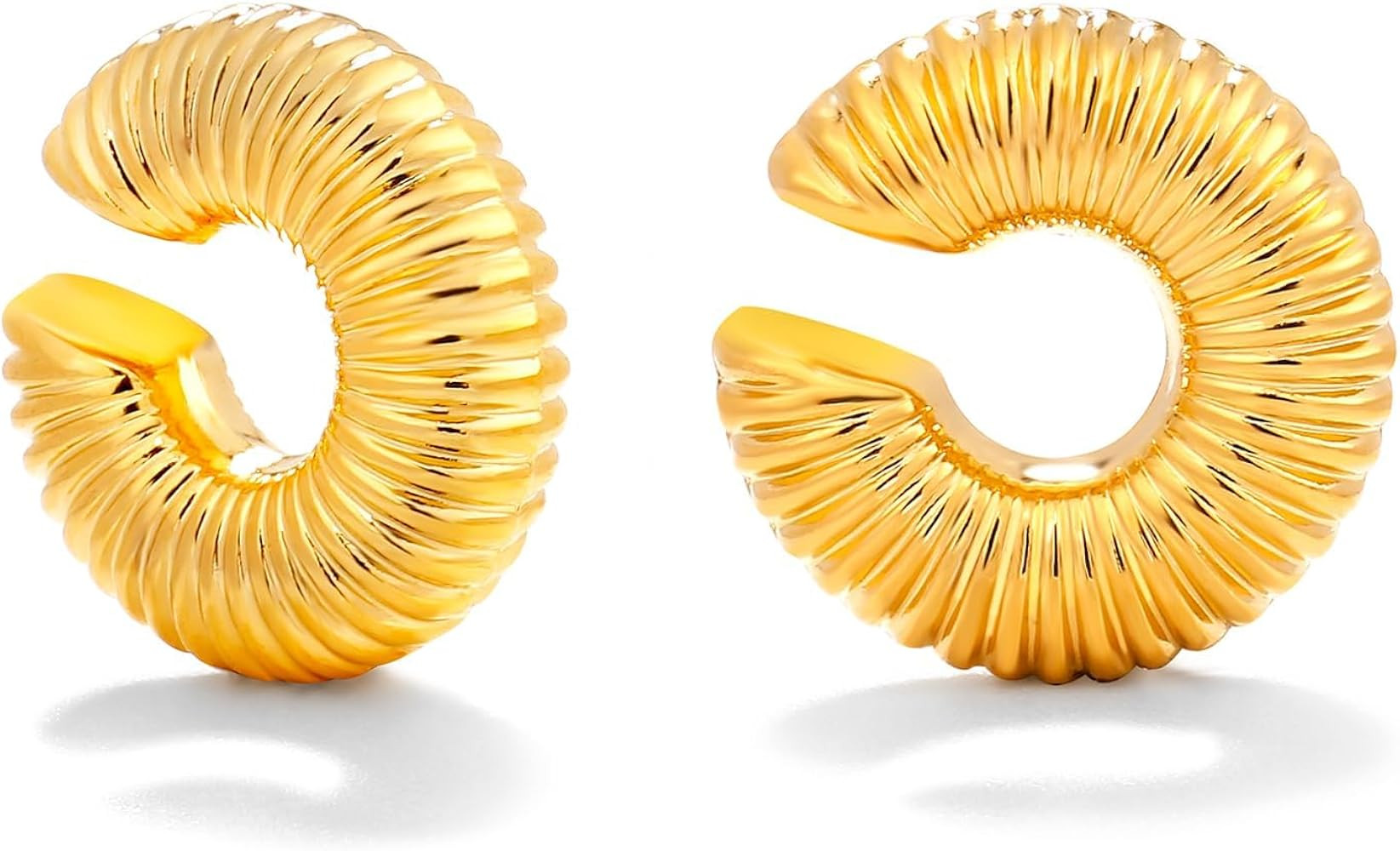 Chunky Gold Ear Cuffs Earrings for Women Non Piercing Gold Plated Stainless Steel Cuff Clip On Ca... | Amazon (US)