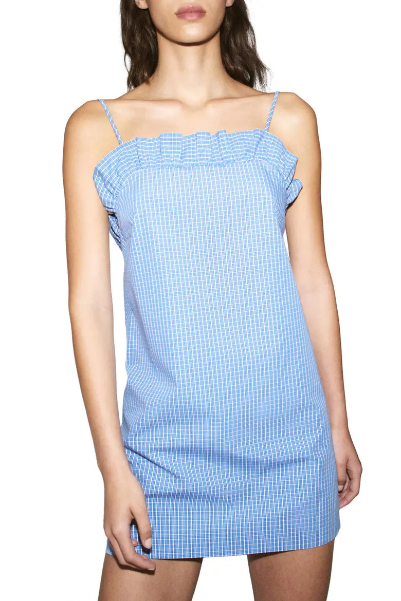 Starring Hailey Bieber Frill Neck Cotton Minidress (Women) | Nordstrom | Nordstrom