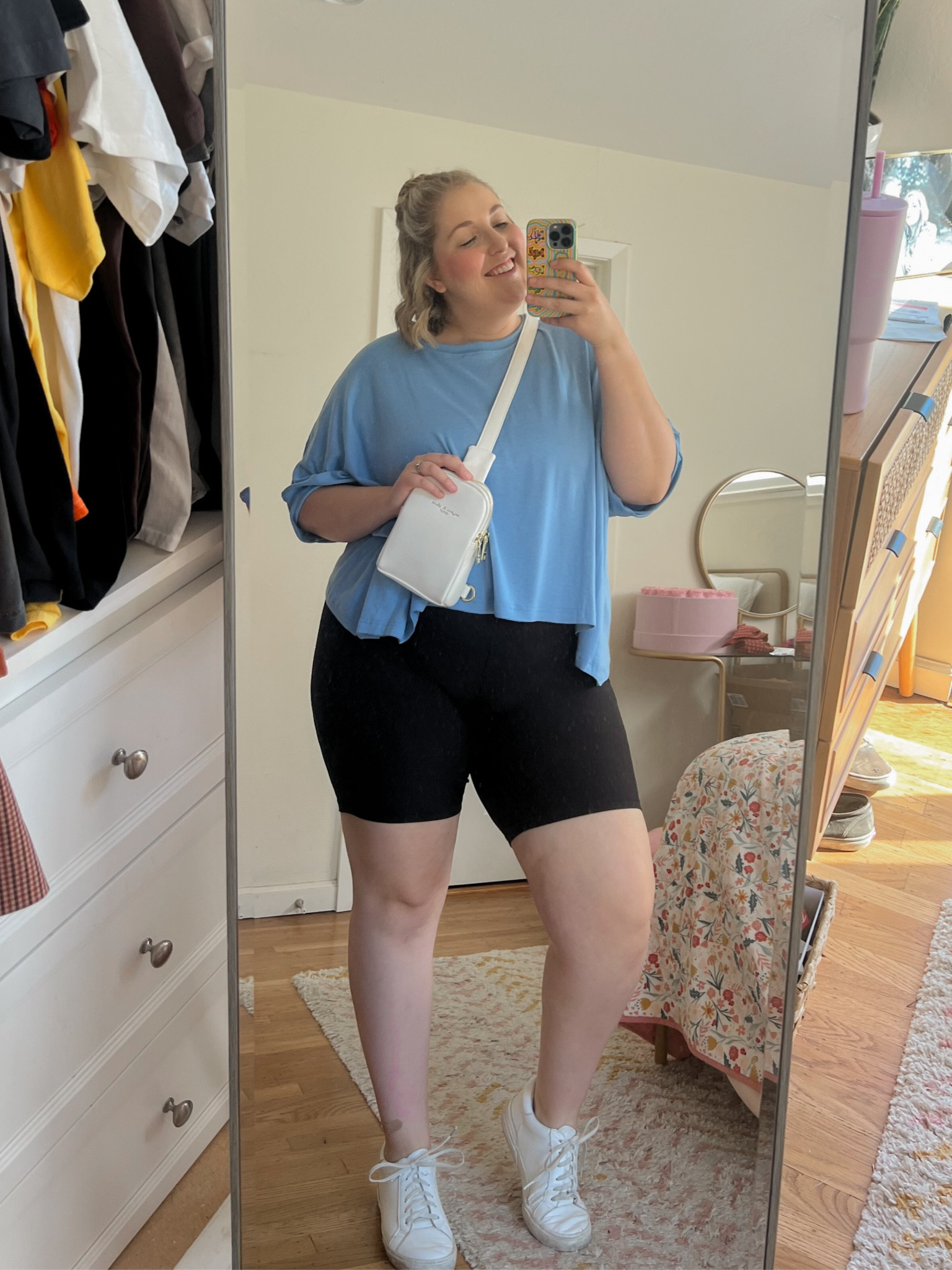 Casual Friday outfit of the day🩵 wearing XXL in the top, 3Xl in the shorts - sooo cute and comfy!  

#LTKStyleTip #LTKPlusSize #LTKMidsize