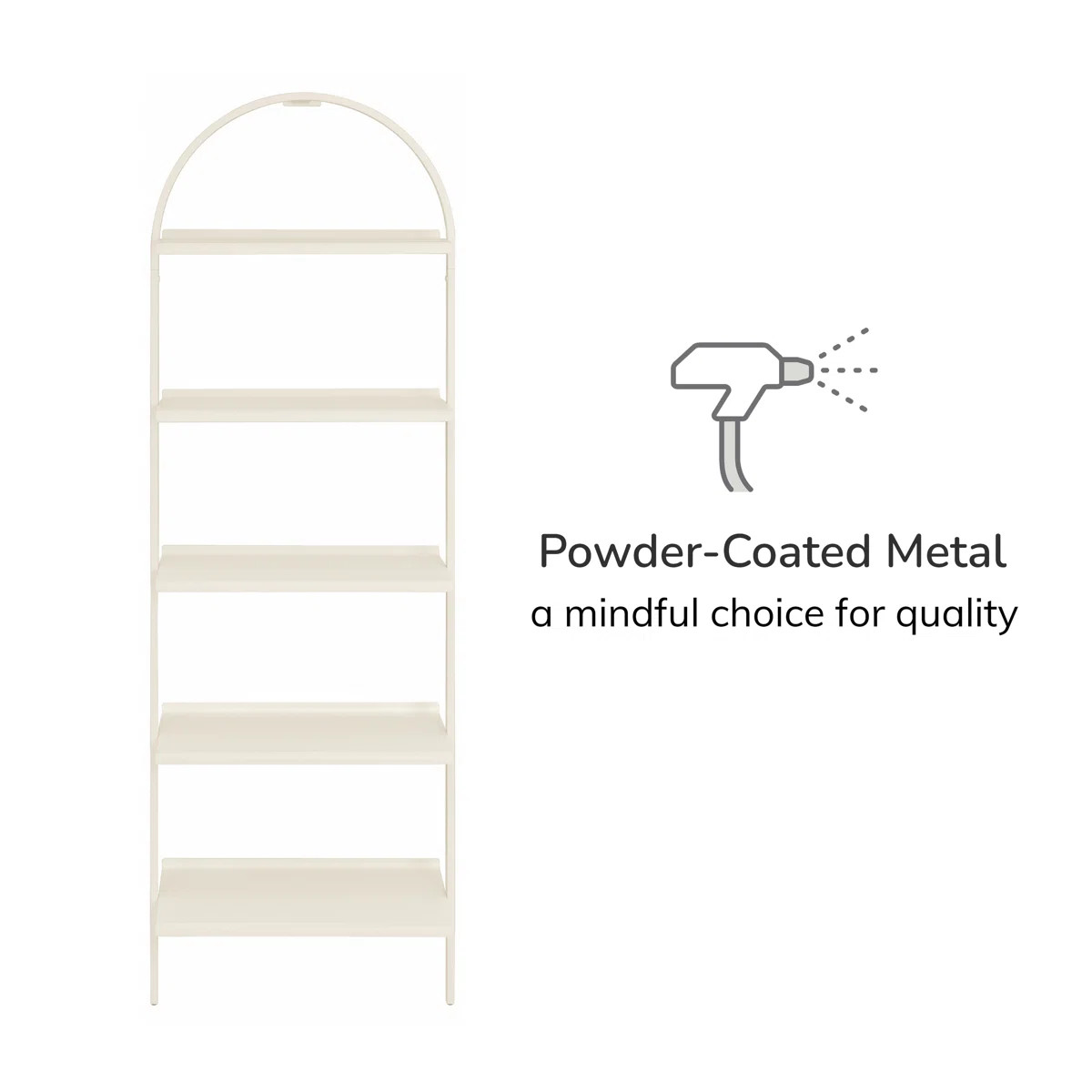 Corle 72" H x 24" W x 14" D 5-Tier Ladder Iron Bookcase Chalk White | Wayfair North America