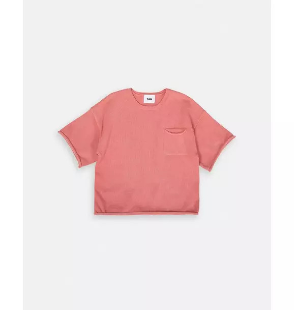 Boxy Cotton Tee Pocket - Coral | Janie and Jack