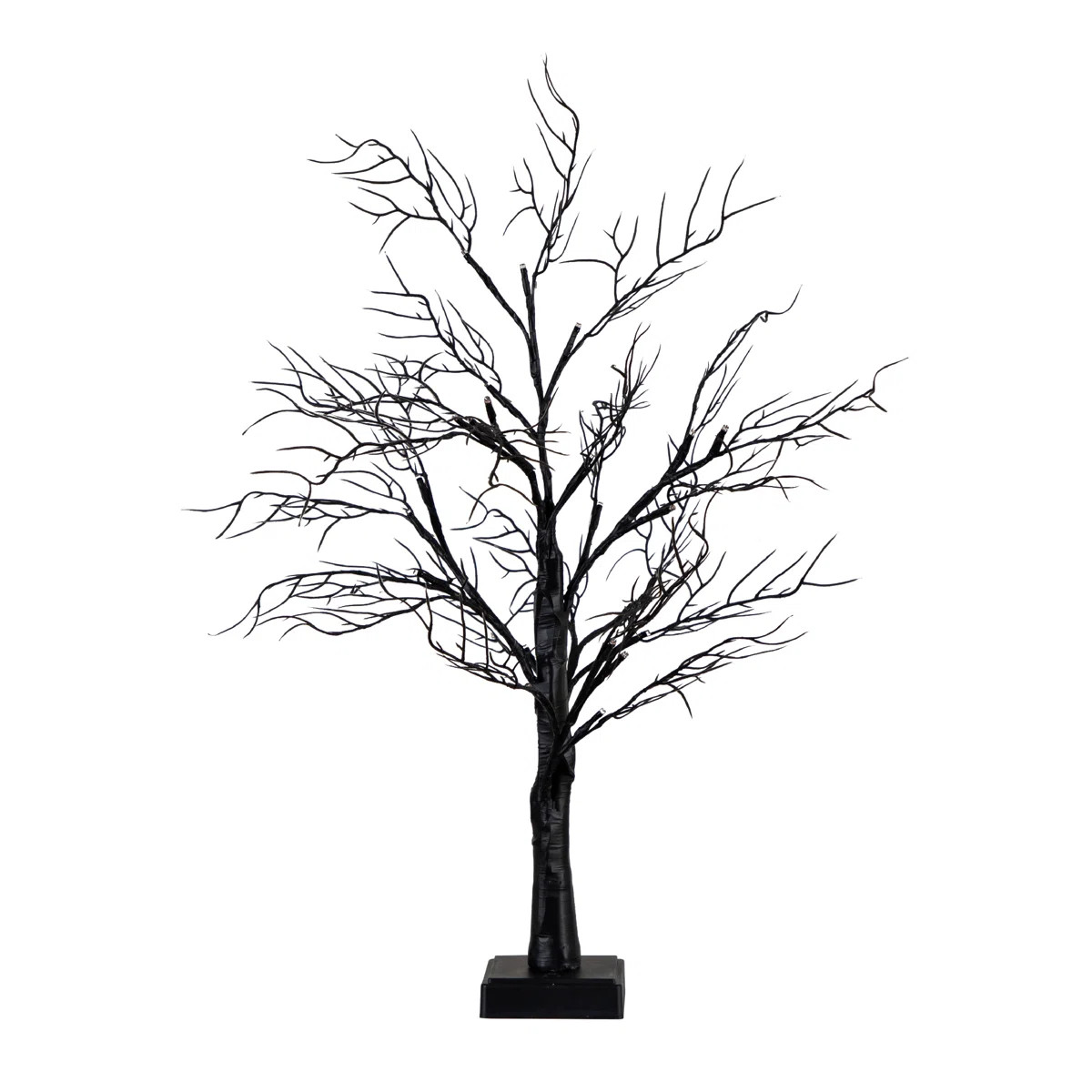 2ft. Pre-Lit Halloween Deluxe Black Twig Artificial Fall Tree with 44 Orange and Purple LED Light... | Wayfair North America