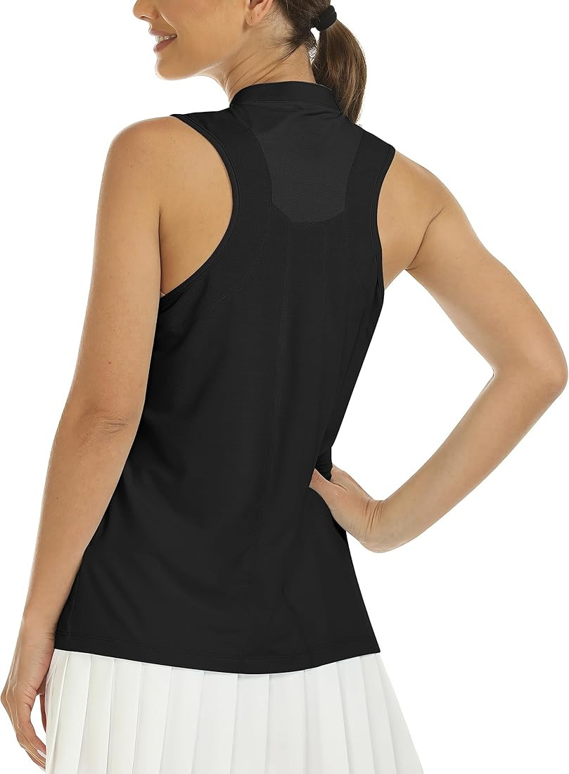 MoFiz Womens Sleeveless Shirts Quick Dry Golf Tennis Tank Tops Athletic Zip Up Polo Shirt Breatha... | Amazon (US)