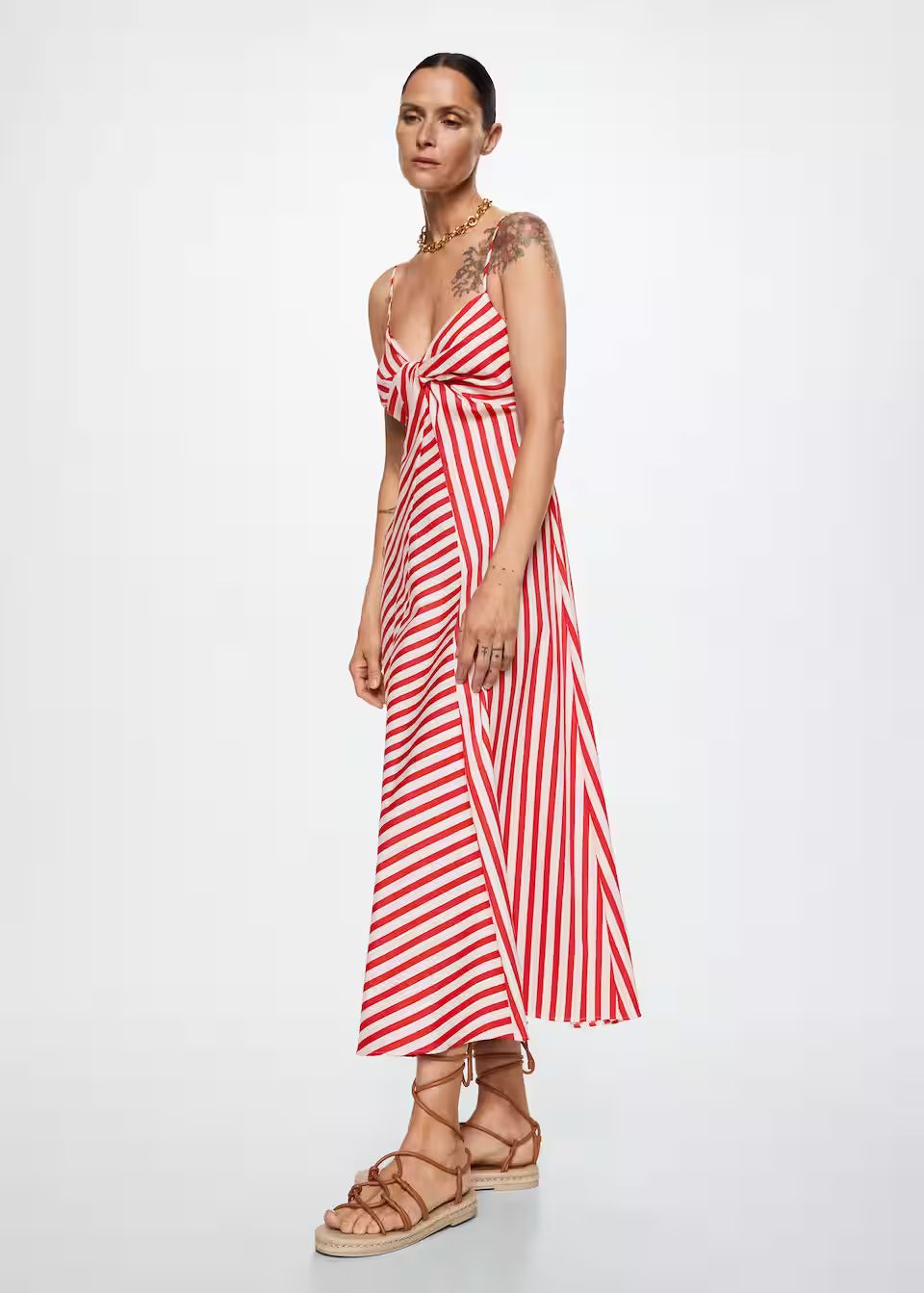 Striped cotton-blend dress | MANGO (US)