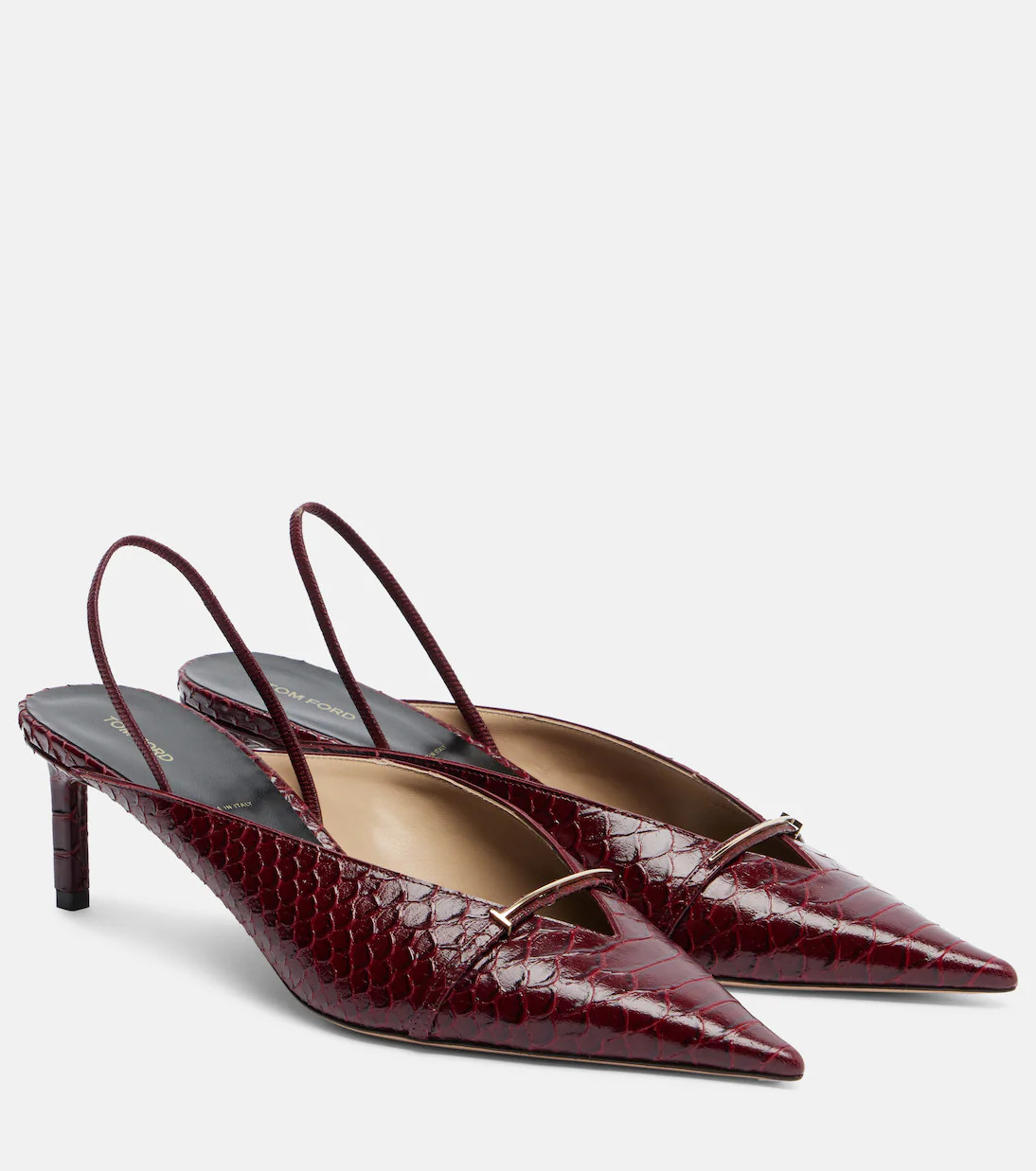 Croc-effect leather slingback pumps | Mytheresa (US/CA)