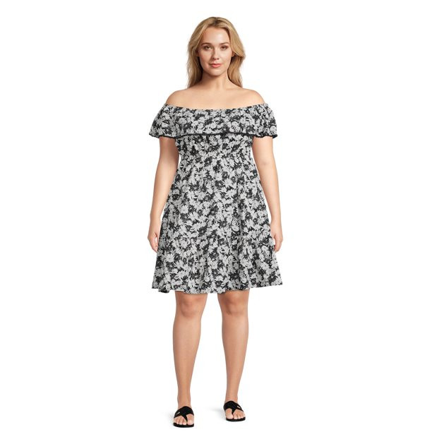 Terra & Sky Women's Plus Size Off The Shoulder Dress | Walmart (US)